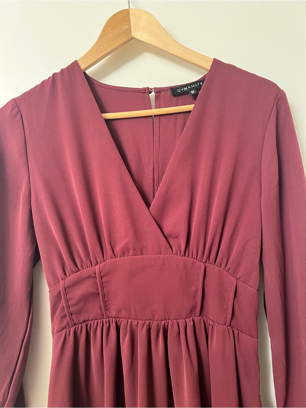 Dynamite Burgundy Long‑Sleeve Mini Dress – Size Small - Picture 5 of 7